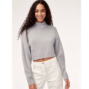 Aritzia turtleneck cropped merino wool sweater size XS